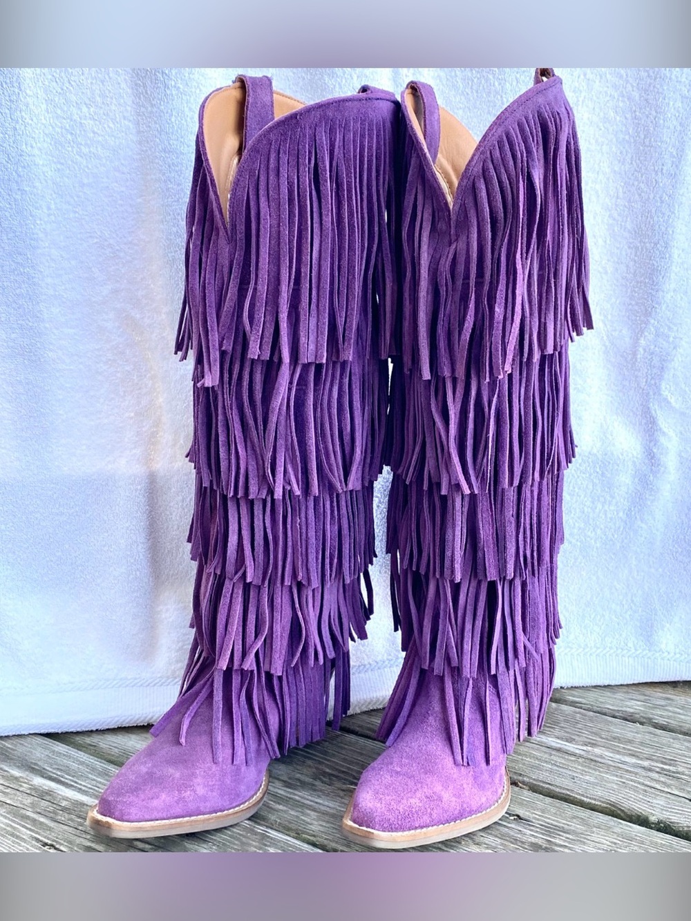 Dingo Women’s Wild Child Suede Fringe Tall Western Boots - Snip Toe Size 6.5M